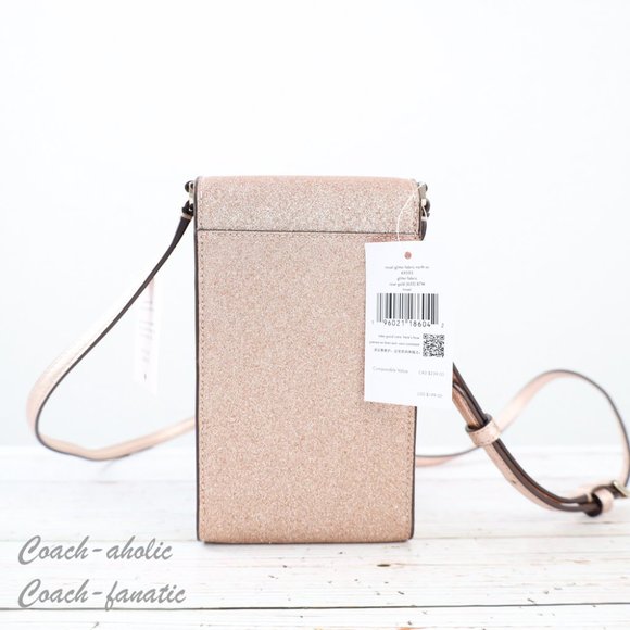 NWT Kate Spade Tinsel North South Glitter Phone Flap Crossbody in Rose Gold - Picture 9 of 13
